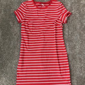 Red-orange striped dress
